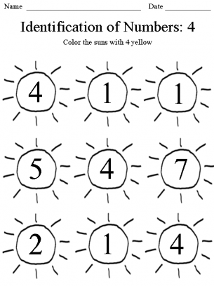 identification of numbers 4 worksheet