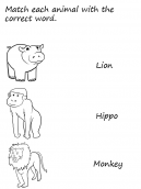 Matching Animals Worksheet