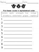 Vocabulary Quiz Fruit Names Worksheet