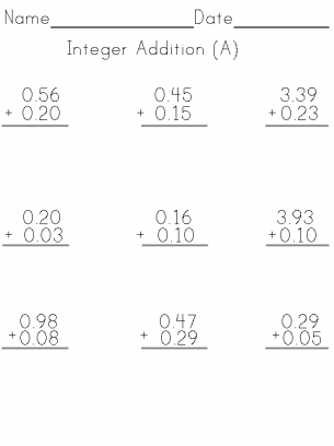 Integer Addition Worksheet