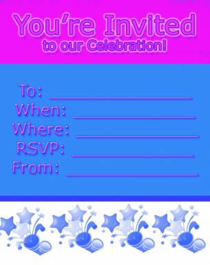 Pink and Blue Party Invitation