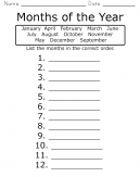 Months of the Year Worksheet - practice the twelve months of the year