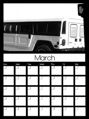 Printable March Monthly Calendars - Blank for use in any given year with urban scene