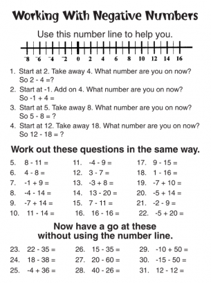 year 6 negative numbers worksheets numbersworksheetcom  negative