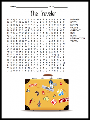 free travel word search